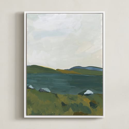 This is a meadow green art with standard by Lucrecia Caporale called serenity by the lake 2