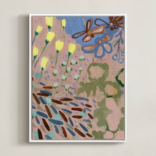 This is a khaki green art with standard by Shina Choi called blooms by the pond 1