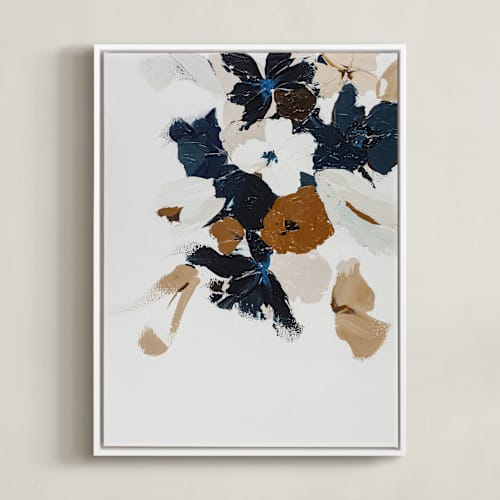 This is a dark navy blue art with standard by Caryn Owen called abstract botanical floral diptych ii