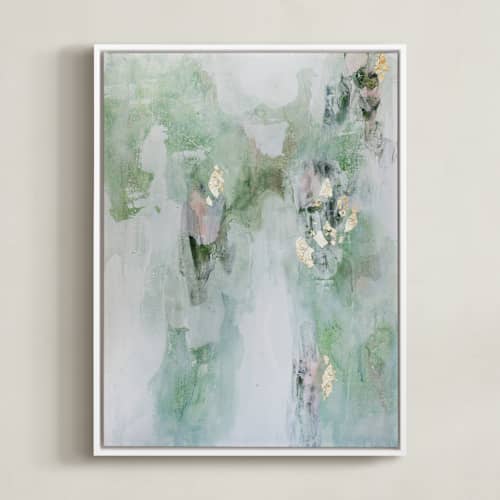 This is a sage green art with standard by Christine Olmstead called leaf it alone