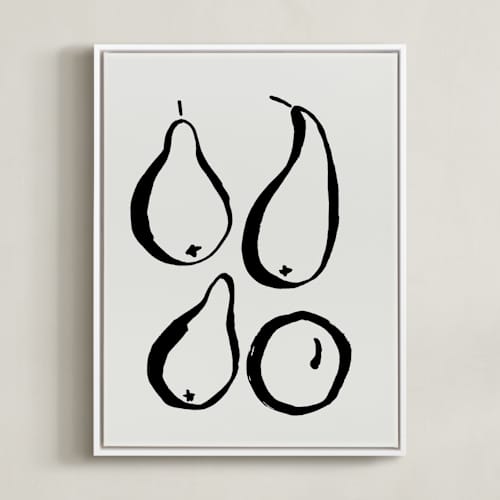 This is a black and off-white art with standard by Sonya Percival called still-life with four pears