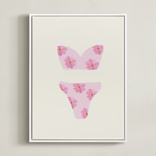 This is a cotton candy pink kids wall art with standard by Johanne Dziemian called beach day 1