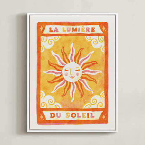 This is a sunny orange kids wall art with standard by Sabrina Excene called soleil sun tarot
