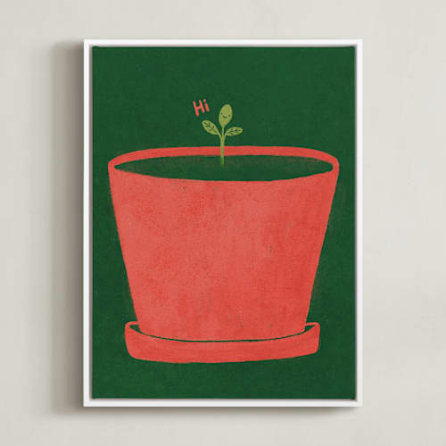 This is a tomato red kids wall art with standard by Sabrina Excene called tiny sprout