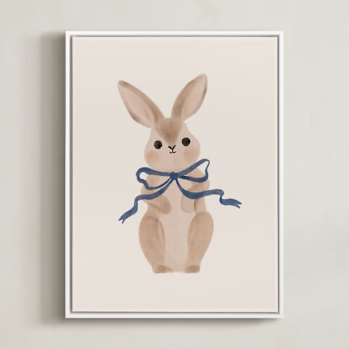 This is a royal blue art with standard by Vivian Yiwing called hare with bow