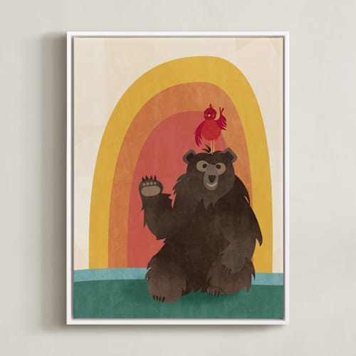 This is a warm rainbow nursery wall art with standard by Kamala Nahas called play day