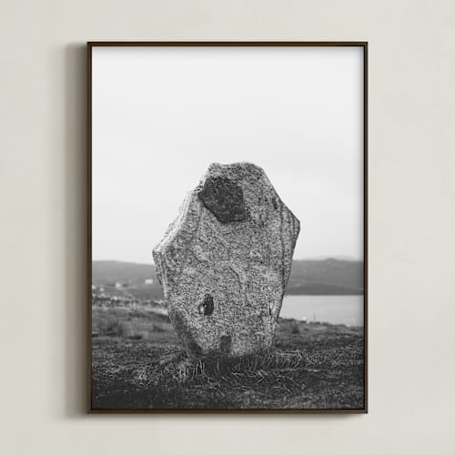 This is a black and white art with standard by Kamala Nahas called standing stones i