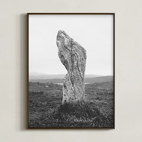 This is a black and white art with standard by Kamala Nahas called standing stones ii