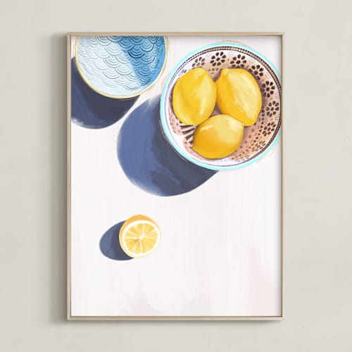 This is a lemon yellow art with standard by Kinga Subject called flatlay lemon study no.3
