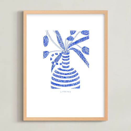 This is a cobalt blue art with standard by Pati Cascino called spring