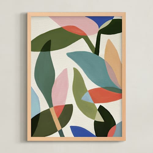 This is a moss green art with standard by Katherine Moynagh called garden in bloom