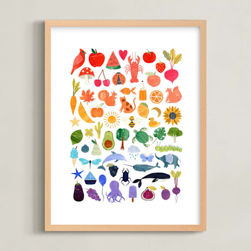 This is a rainbow kids wall art with standard by Sarah Knight called paper rainbow