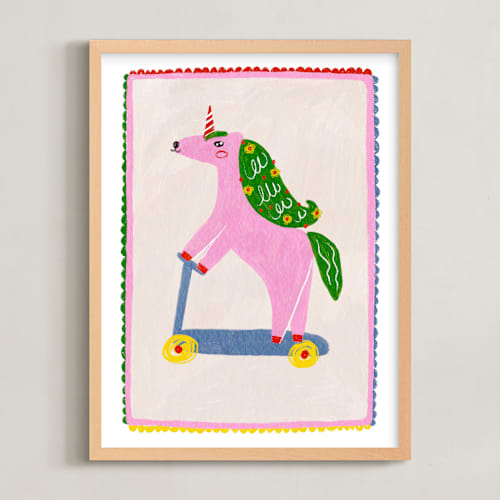 This is a cherry blossom kids wall art with standard by Kartika Paramita called rollin unicorn
