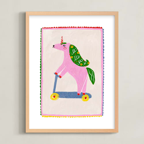 This is a cherry blossom kids wall art with standard by Kartika Paramita called rollin unicorn