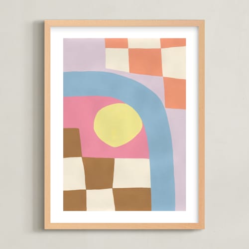This is a peach fuzz kids wall art with standard by Coby Starck called lazy daze