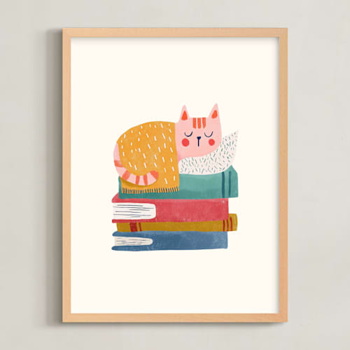This is a cream kids wall art with standard by Blossom Hound Designs called booked for a nap