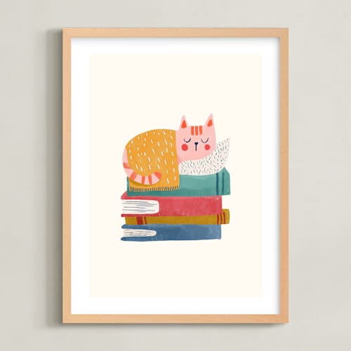 This is a cream kids wall art with standard by Blossom Hound Designs called booked for a nap