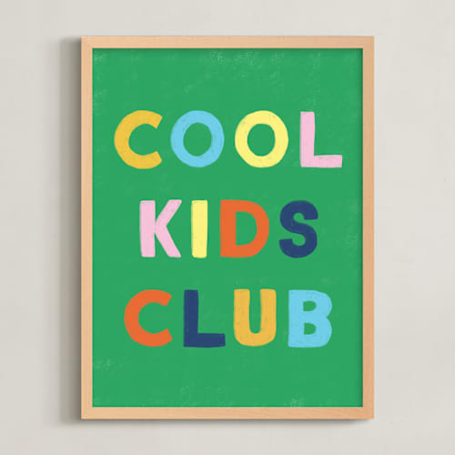 This is a grass green kids wall art with standard by Kiersten Garner called cool kids club