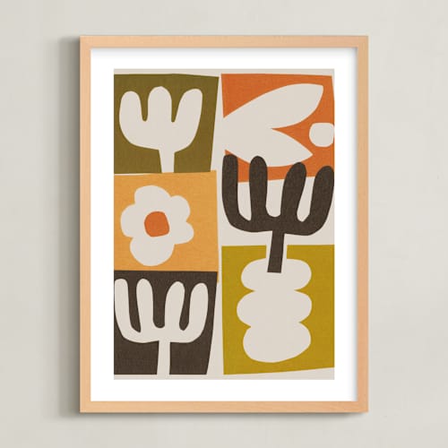 This is a papaya orange kids wall art with standard by Alisa Galitsyna called botanical cut-outs