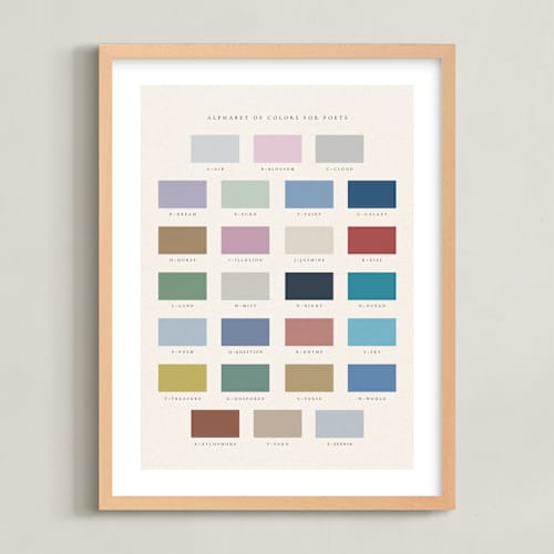 This is a poetry kids wall art with standard by Sumak Studio called alphabet of colors for poets