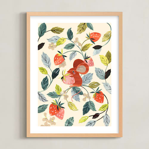 This is a strawberry kids wall art with standard by Sarah Knight called strawberry thief