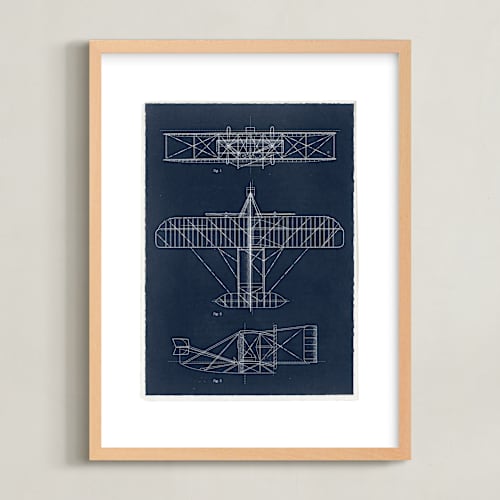 This is a navy kids wall art with standard by Robert and Stella called plane diagram