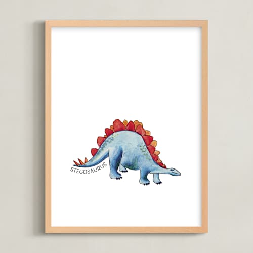 This is a capri art with standard by Rachel Getz called watercolor dino party stegosaurus