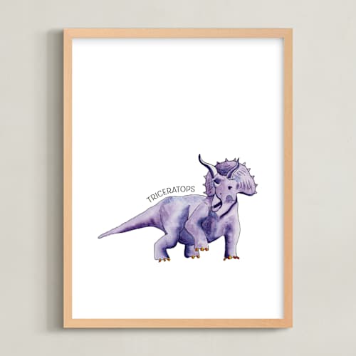 This is a grape art with standard by Rachel Getz called watercolor dino party triceratops
