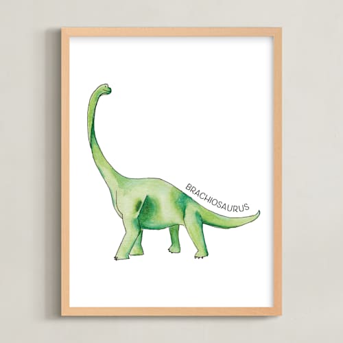 This is a leaf art with standard by Rachel Getz called watercolor dino party brachiosaurus