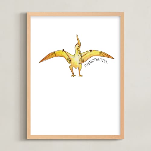 This is a canary art with standard by Rachel Getz called watercolor dino party pterodactyl