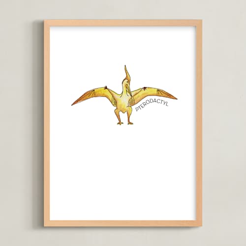 This is a canary art with standard by Rachel Getz called watercolor dino party pterodactyl