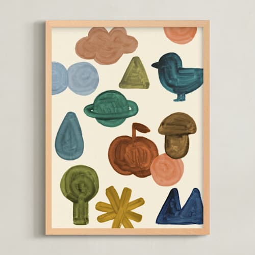 This is a mossy nursery wall art with standard by Sumak Studio called shapes of the world 2
