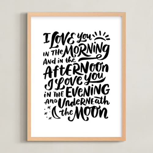 This is a black nursery wall art with standard by Laura Bolter called i love you in the morning