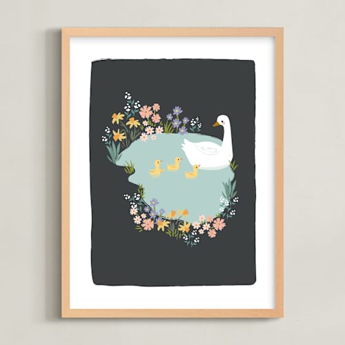 This is a twilight nursery wall art with standard by Karidy Walker called little duck pond
