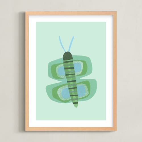 This is a spearmint nursery wall art with standard by Carrie Moradi called tissue butterfly