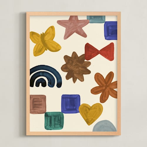 This is a muted nursery wall art with standard by Sumak Studio called shapes of the world 1