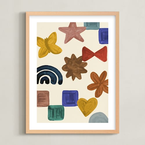 This is a muted nursery wall art with standard by Sumak Studio called shapes of the world 1