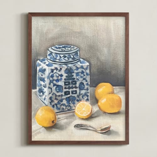 This is a citrus art with standard by Laura Udall Miller called lemon chinoiserie