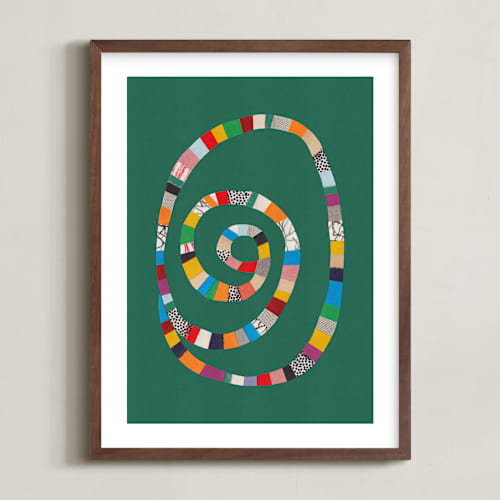 This is a shamrock green kids wall art with standard by Alisa Galitsyna called whirl of colors