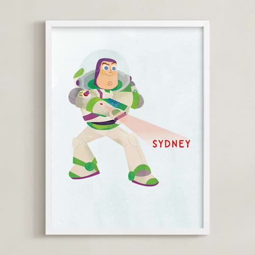 This is a green disney art with standard by Lori Wemple called disney and pixar buzz's laser