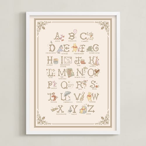 This is a beige disney art with standard by Teju Reval called disney's pooh alphabet