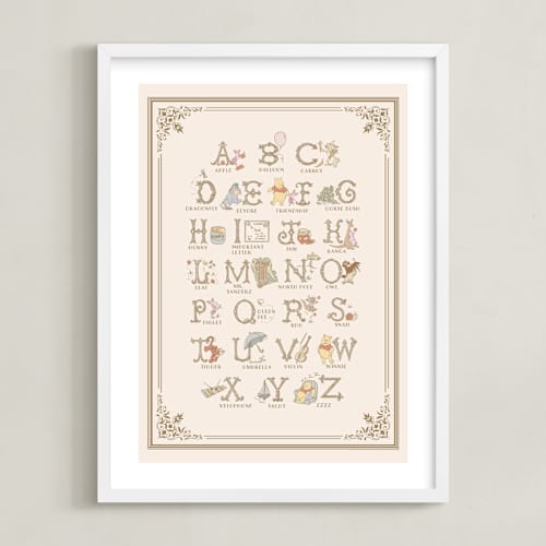 This is a beige disney art with standard by Teju Reval called disney's pooh alphabet