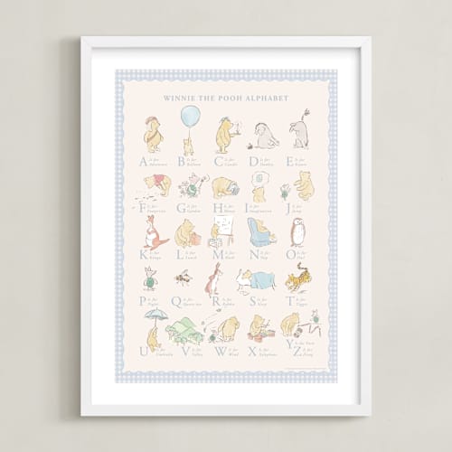 This is a baby blue disney art with standard by Sabrin Deirani called disney winnie the pooh alphabet