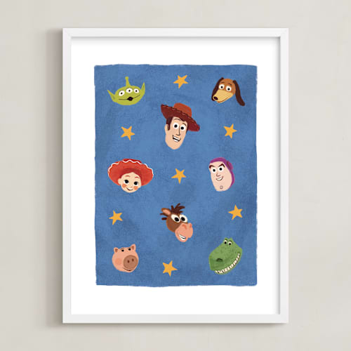 This is a blue disney art with standard by Dani Lugato called disney pixar's toy story stars