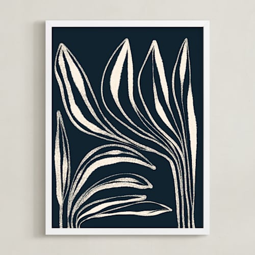 This is a midnight art with standard by ALICIA BOCK called navy botanical #1