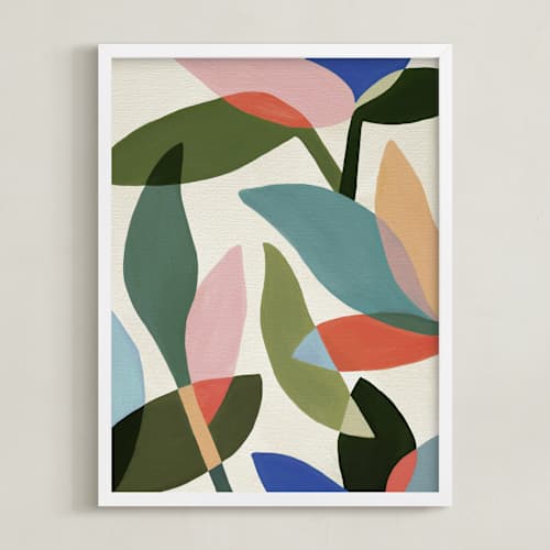 This is a moss green art with standard by Katherine Moynagh called garden in bloom