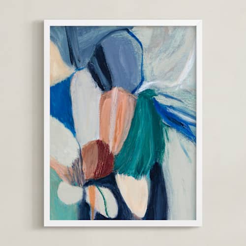 This is a blue green art with standard by Mary Gaspar called mother holds