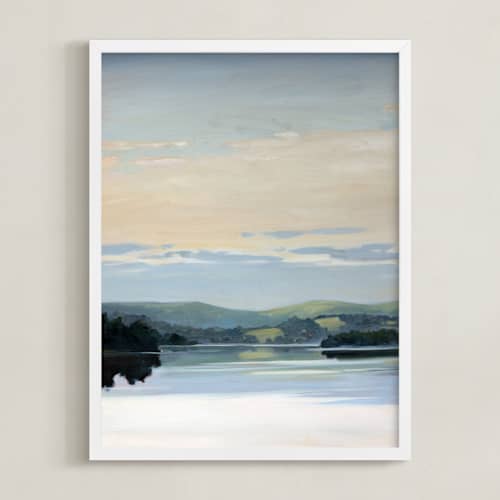 This is a dockside blue art with standard by Stephanie Goos Johnson called calm horizon 1