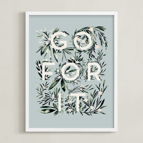 This is a sky blue art with standard by Gwen Bedat called go for it