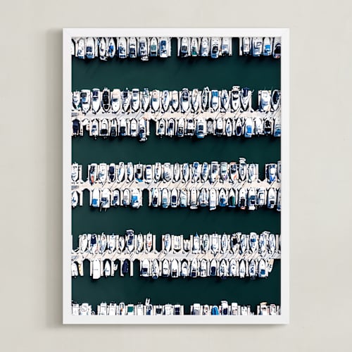 This is a sea green art with standard by ARIANE MOSHAYEDI called dude, where's my boat